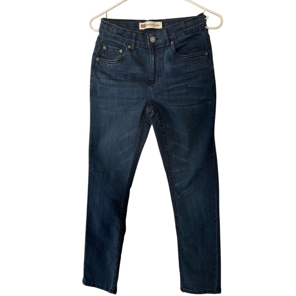 Levi's 512 Boys Slim Taper Dark Wash Lightly Faded Jeans Black Sz 14 Reg 27X29